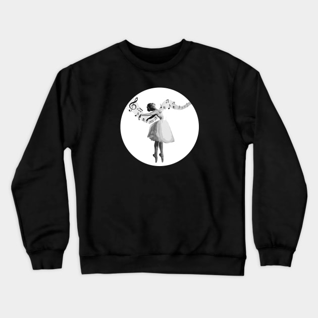 Ballerina Dancer, Black & White Crewneck Sweatshirt by Lusy